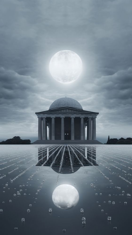 Grey tone wallpaper greek temple reflection astronomy outdoors.