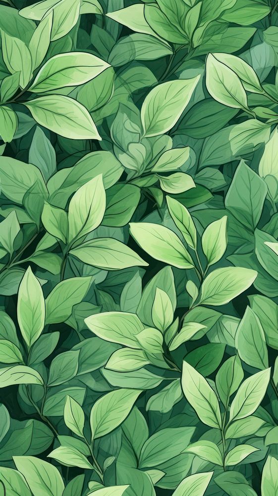 Green summer leaves pattern nature plant.