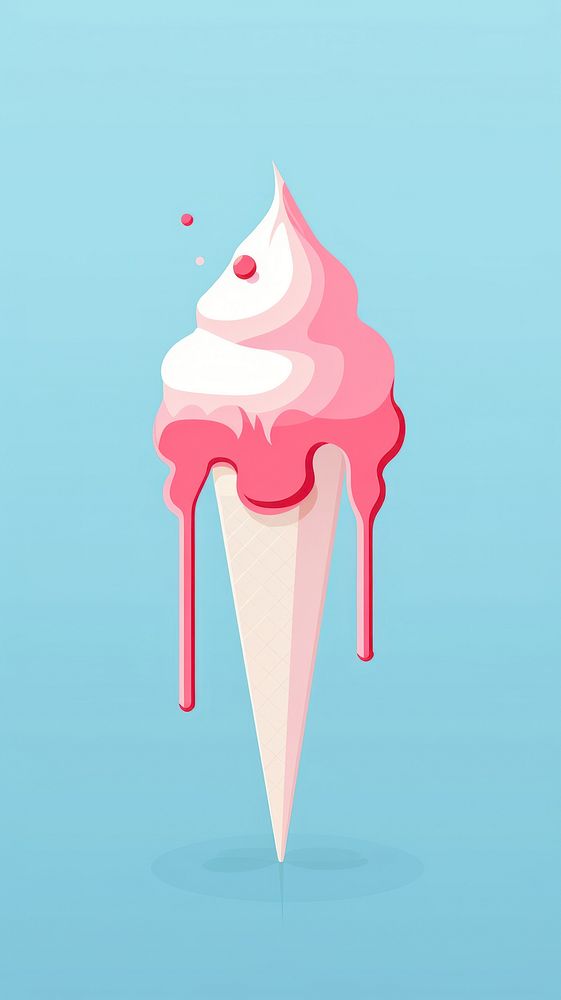 Ice cream melting dessert food cone.