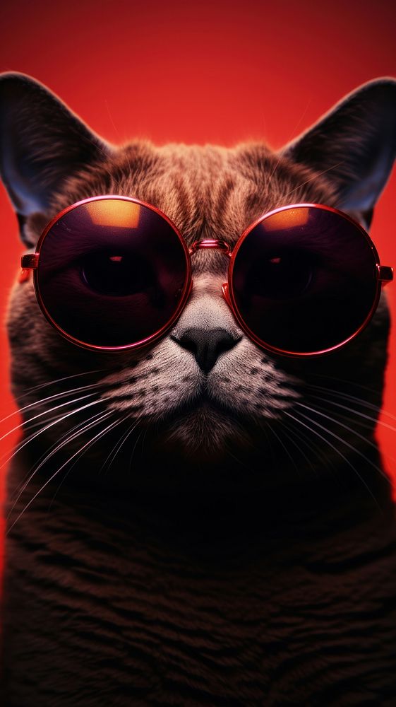 Cat with sunglasses portrait mammal animal.