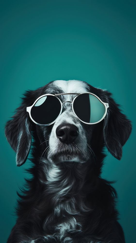 Dog with sunglasses portrait mammal animal.