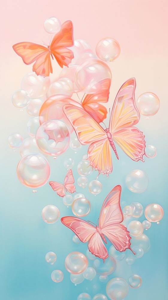 Butterflies and bubbles pattern petal transparent.