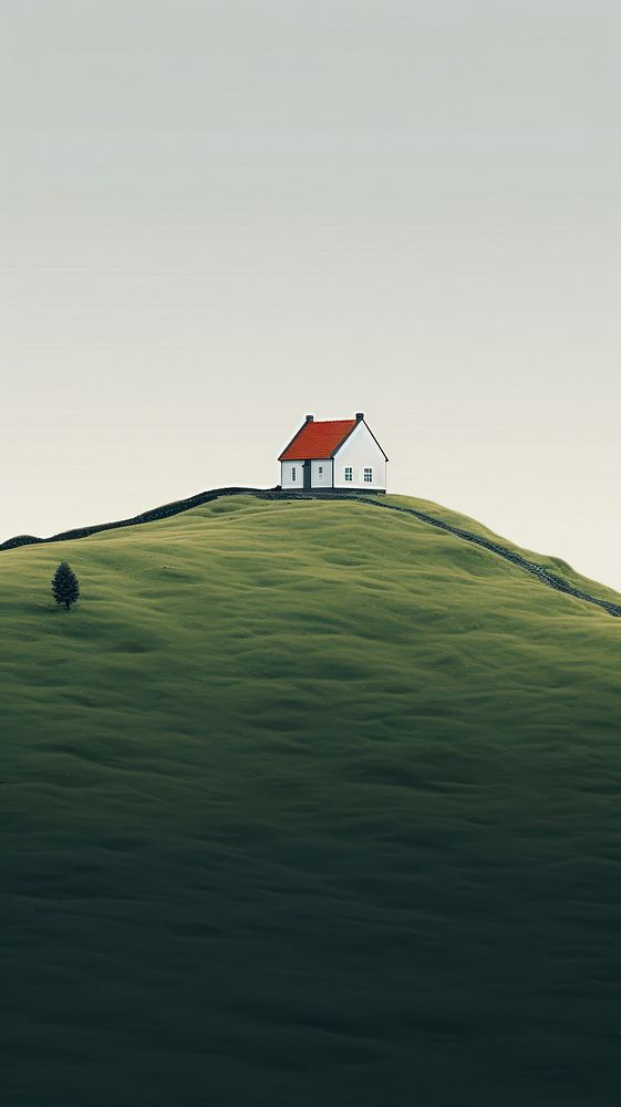 The house is on the hill architecture landscape grassland.