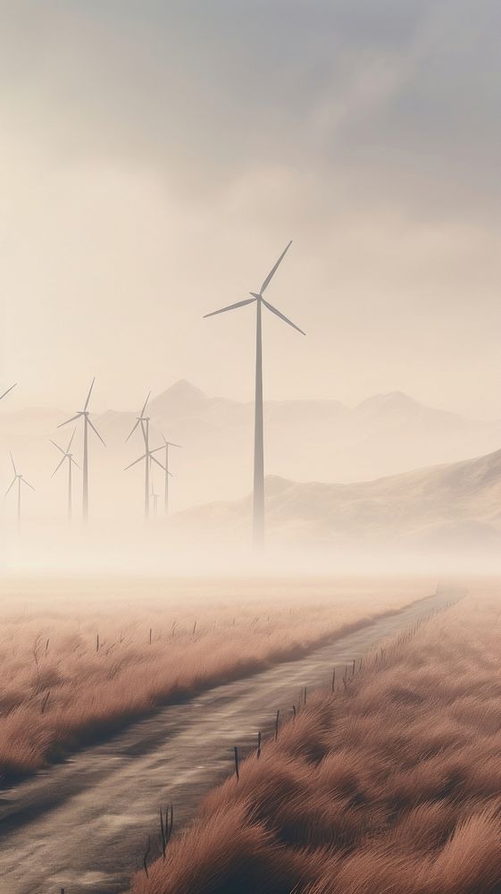 Windy dreamscapes wallpaper fog outdoors windmill.