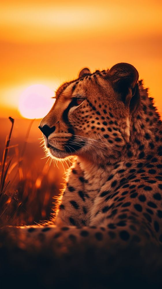 Wild animal against sunset wildlife cheetah mammal.