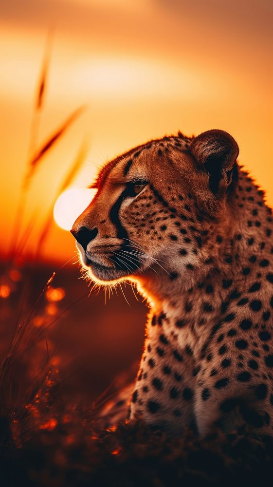 Wild animal against sunset wildlife cheetah mammal.