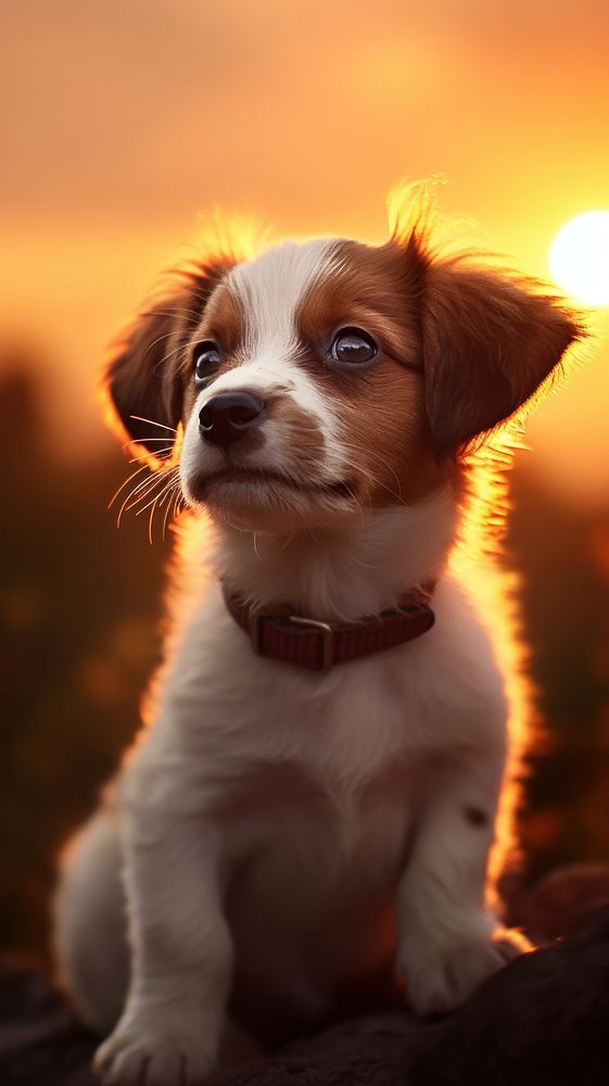 Puppy against sunset outdoors mammal animal.