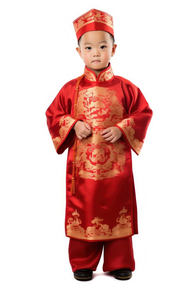 Traditional chinese costumes dress robe white background.