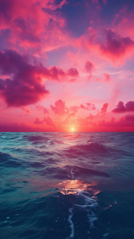 Pink ocean sunset outdoors horizon nature.