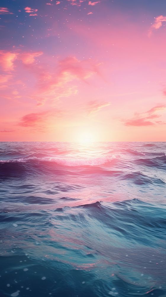 Pink ocean sunset landscape outdoors horizon.
