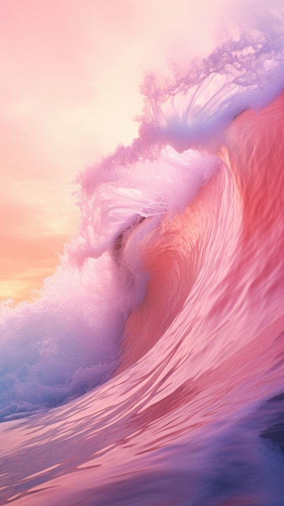 Pink ocean wave outdoors nature sea.