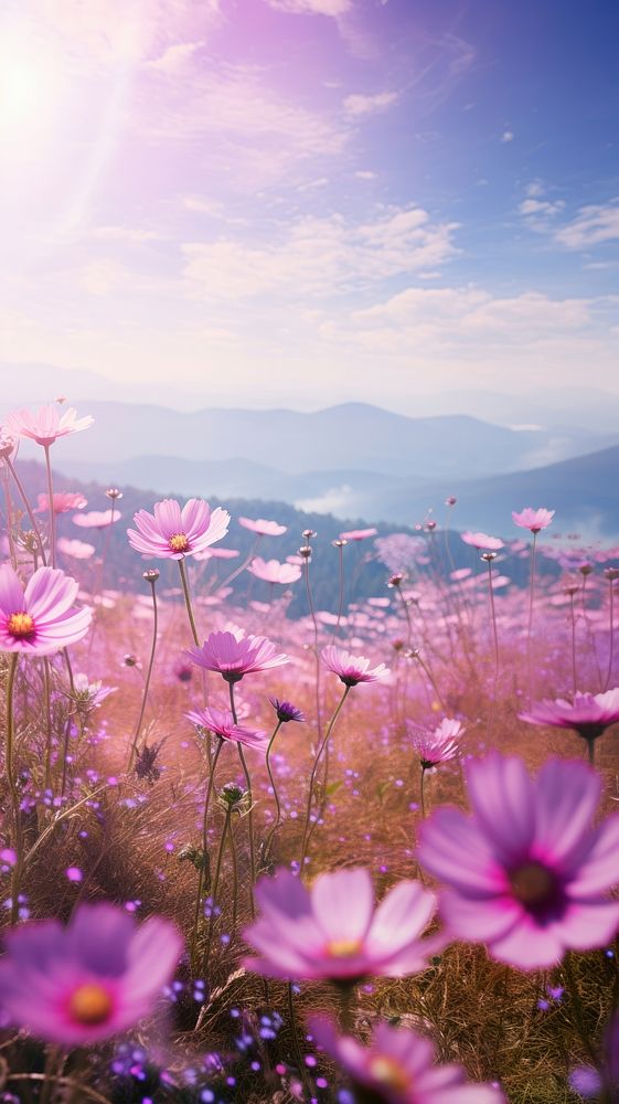 Pink flower landscape outdoors blossom nature.