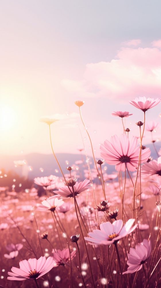 Pink flower landscape sunlight outdoors blossom.