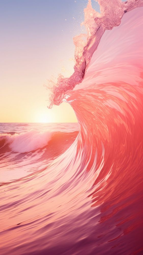 Pink wave ocean outdoors nature sea.