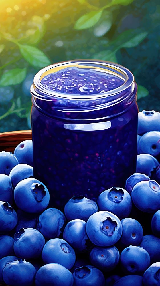 Illustration of a blueberry purple fruit plant.