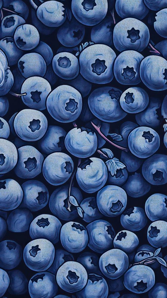 Illustration of blueberries pattern purple huckleberry.