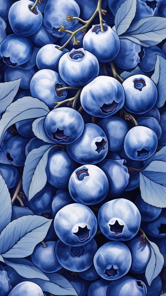 Illustration of blueberries blueberry pattern purple.