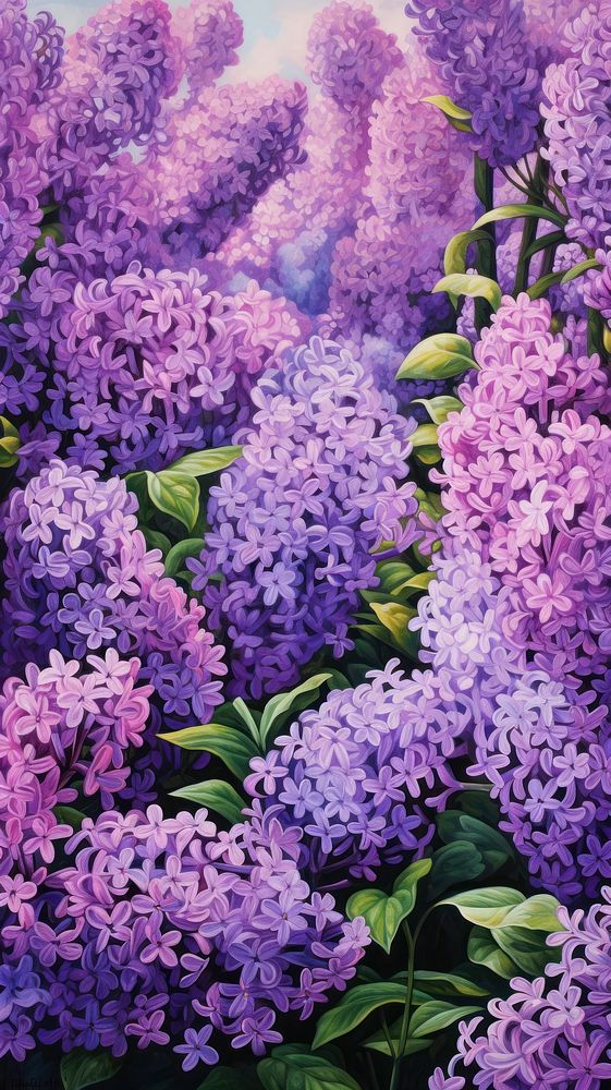 Illustration of purple blooms blossom flower plant.