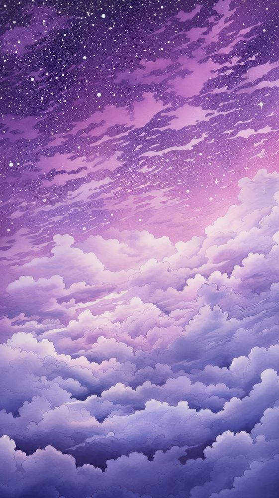Illustration of purple clouds landscape astronomy outdoors.
