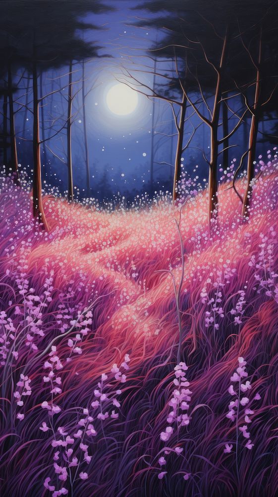 Illustration of purple flame landscape outdoors nature.