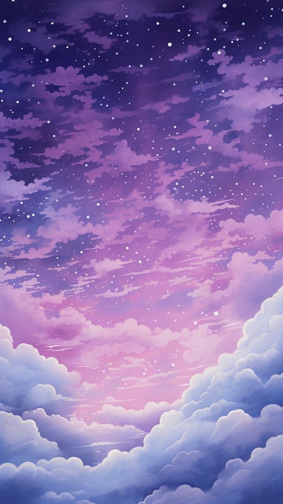 Illustration of purple galaxy sky landscape astronomy.