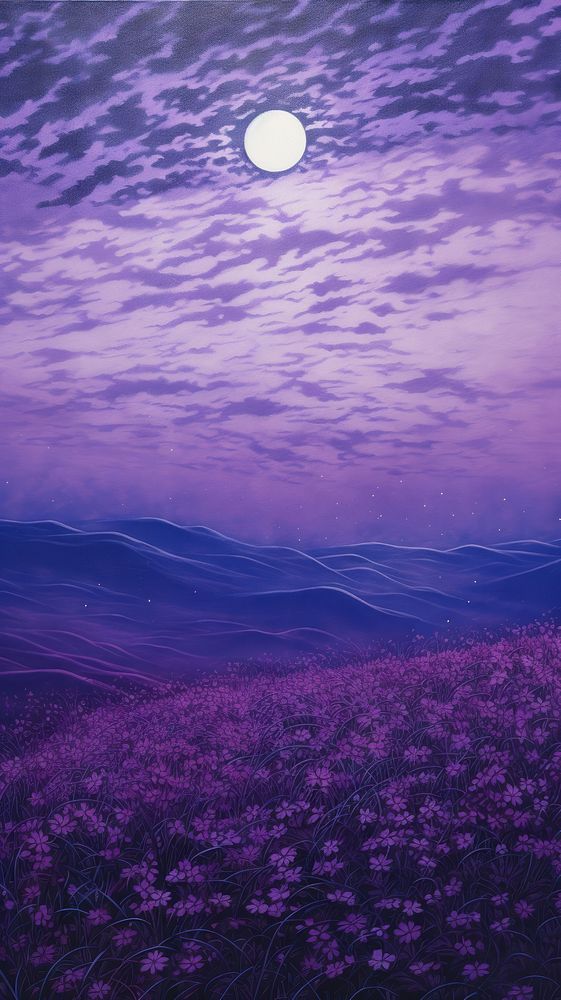 Illustration of purple landscape outdoors horizon.