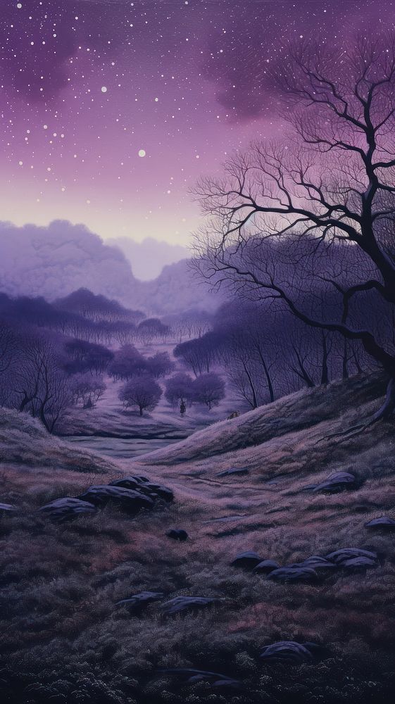 Illustration of purple landscape outdoors nature.