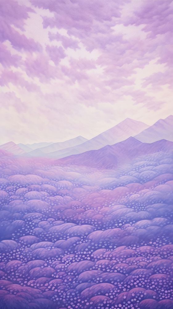 Illustration of purple land landscape outdoors.