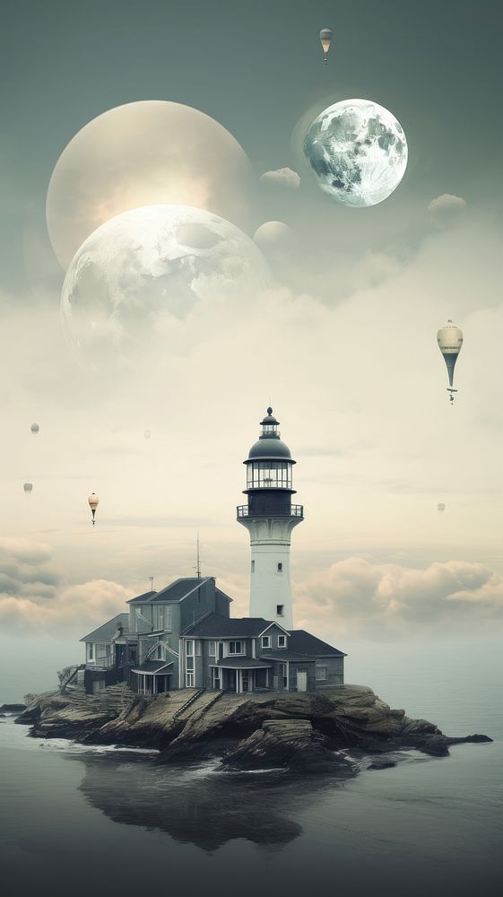 Cool wallpaper coastal town architecture lighthouse astronomy.