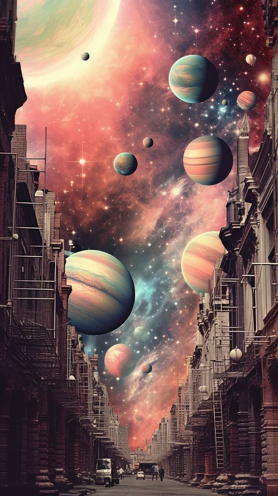 Cool wallpaper retro city planet space astronomy.