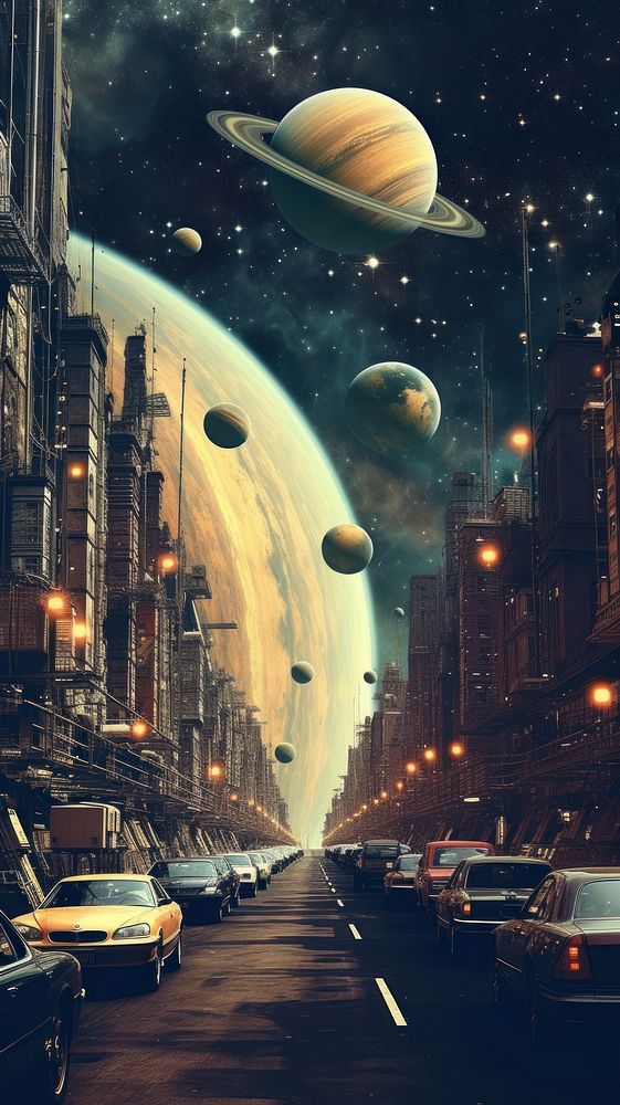 Cool wallpaper vintage city space architecture astronomy.
