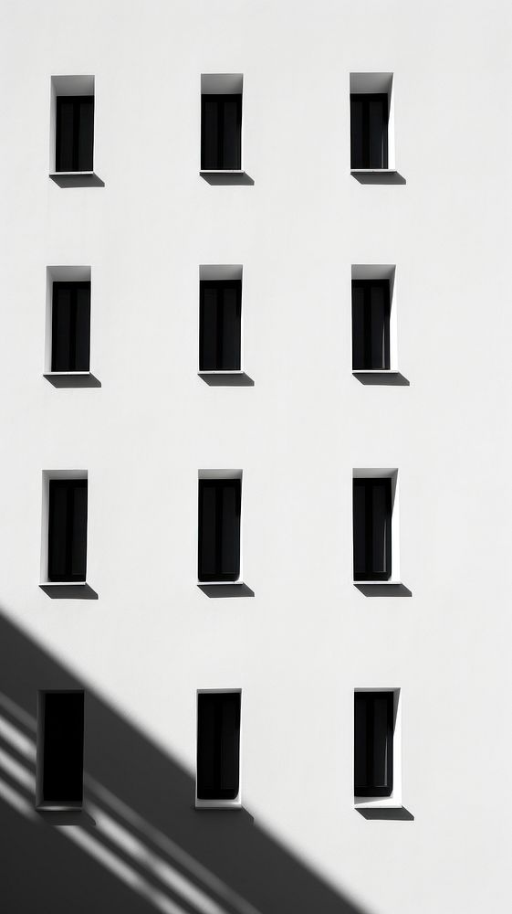 Windows of black building wall architecture shadow.