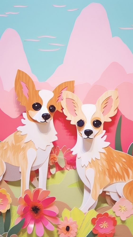 2 Chihuahua dogs craft chihuahua mammal animal.