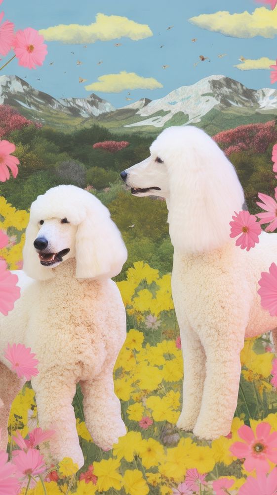 2 poodle dogs craft outdoors animal mammal.