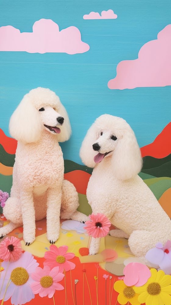 2 poodle dogs craft animal mammal plant.