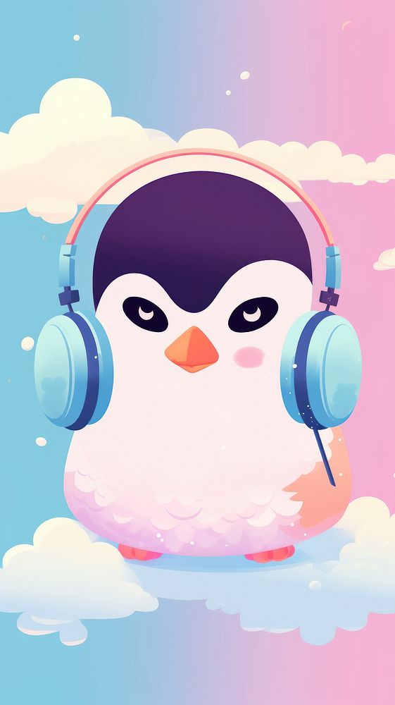 A cute penguin headphones headset electronics.