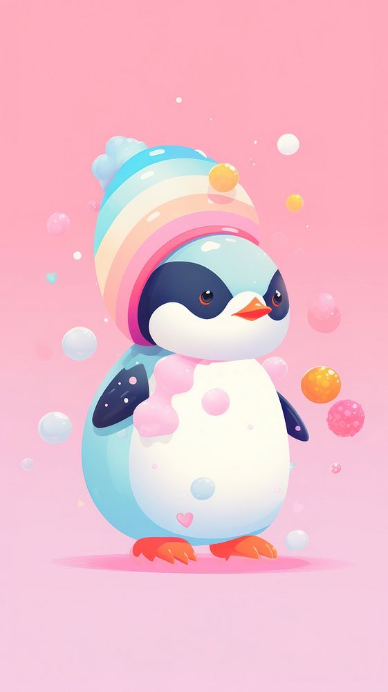 A cute penguin snowman animal representation.