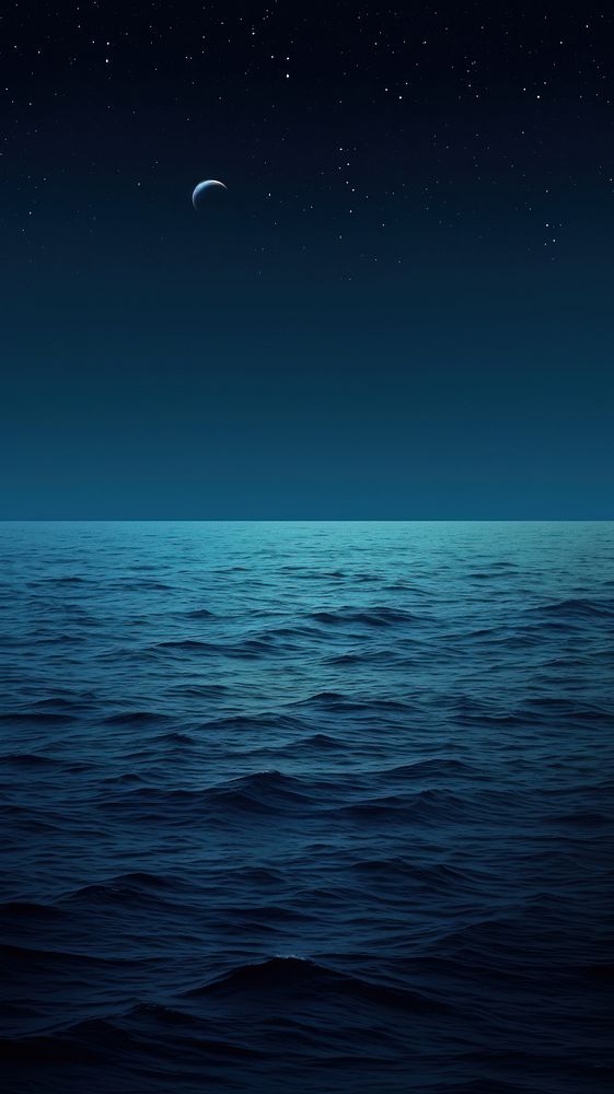 Blue wallpaper moon sea astronomy.