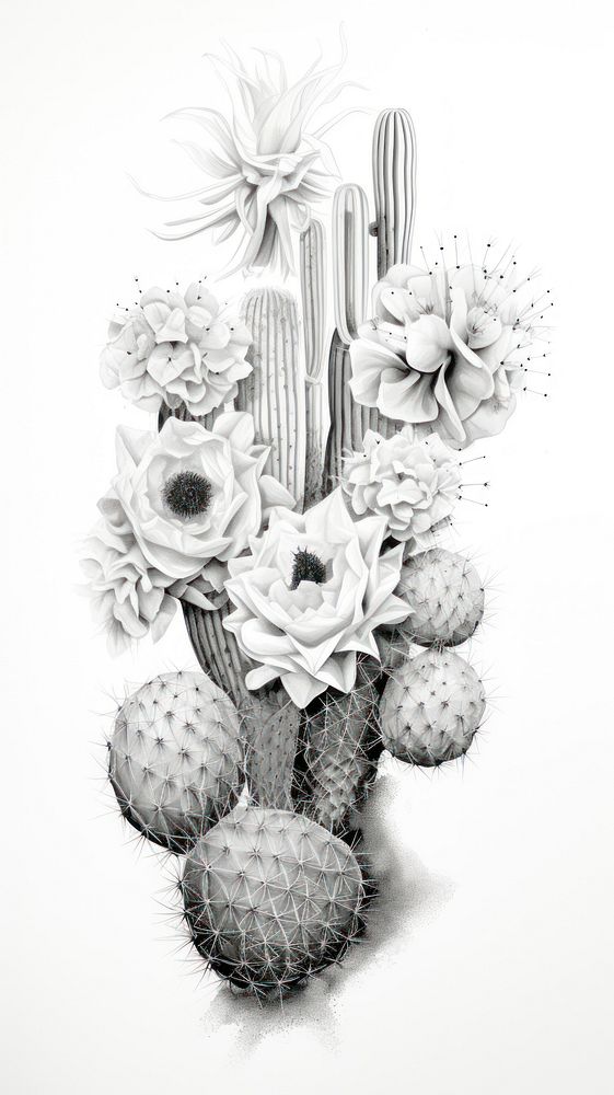Cactus drawing flower sketch.