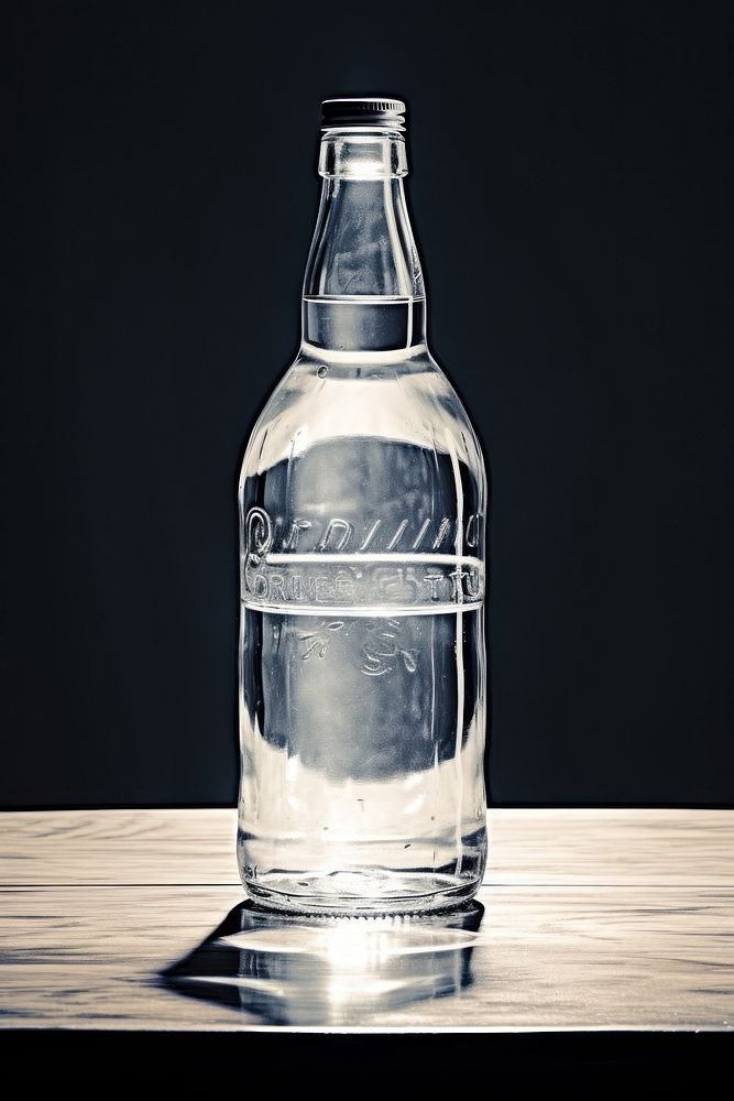 A bottle of water glass table drink.
