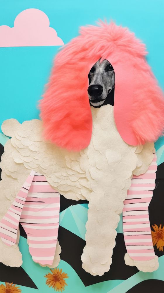 A fashionable poodle dog craft animal mammal person.