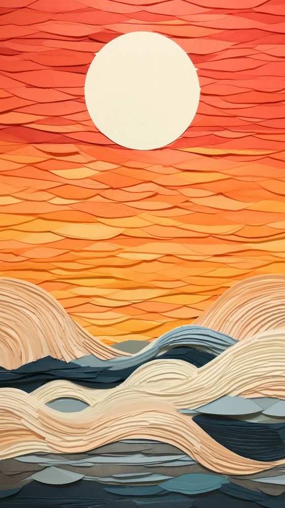 Golden hour sunset at the sea painting backgrounds outdoors.