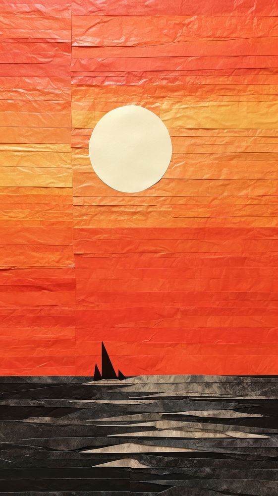 Golden hour sunset at the sea backgrounds painting sailboat.