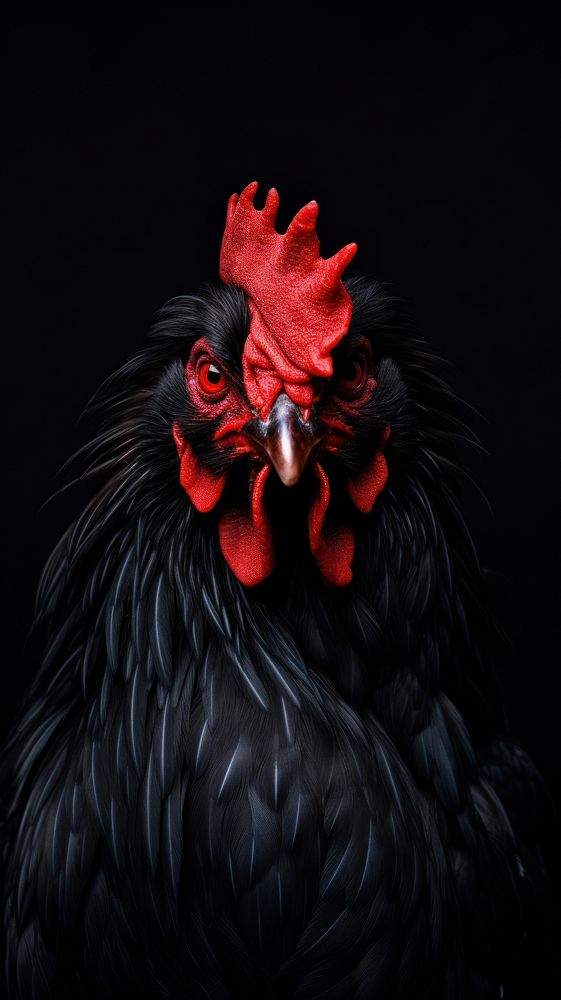 A Ayam Cemani chicken poultry animal bird.