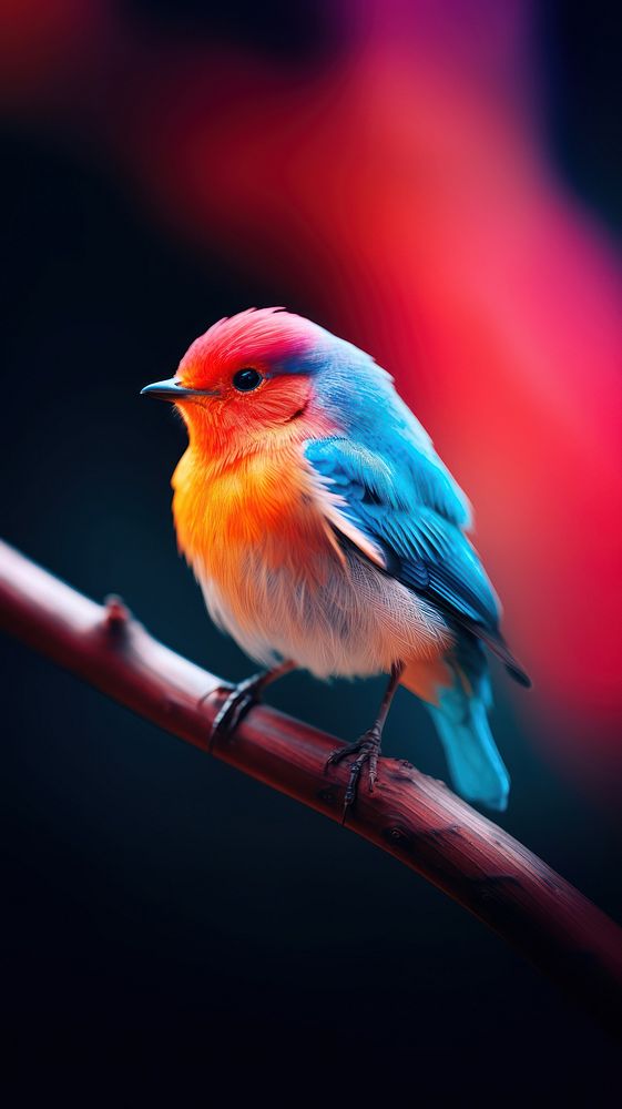 A colorful bird animal beak red.