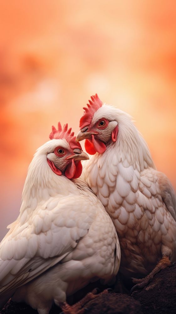 A couple sillkie chicken animal bird red.