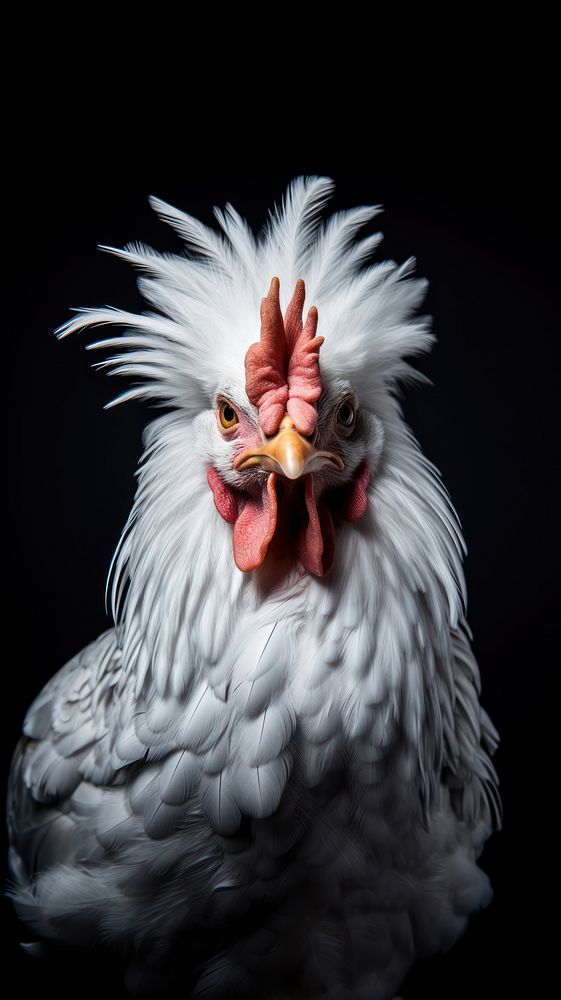 A frizzle chicken poultry animal bird.