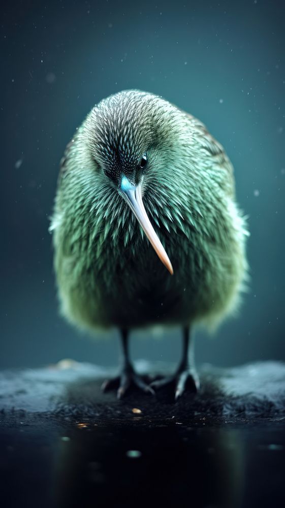 A kiwi bird animal beak reflection.