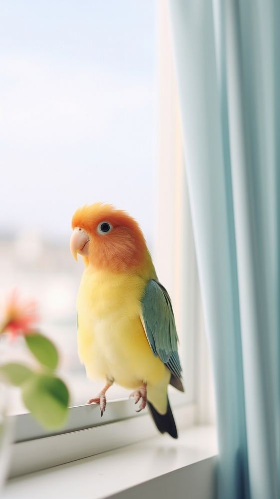 A lovebird animal parrot window.