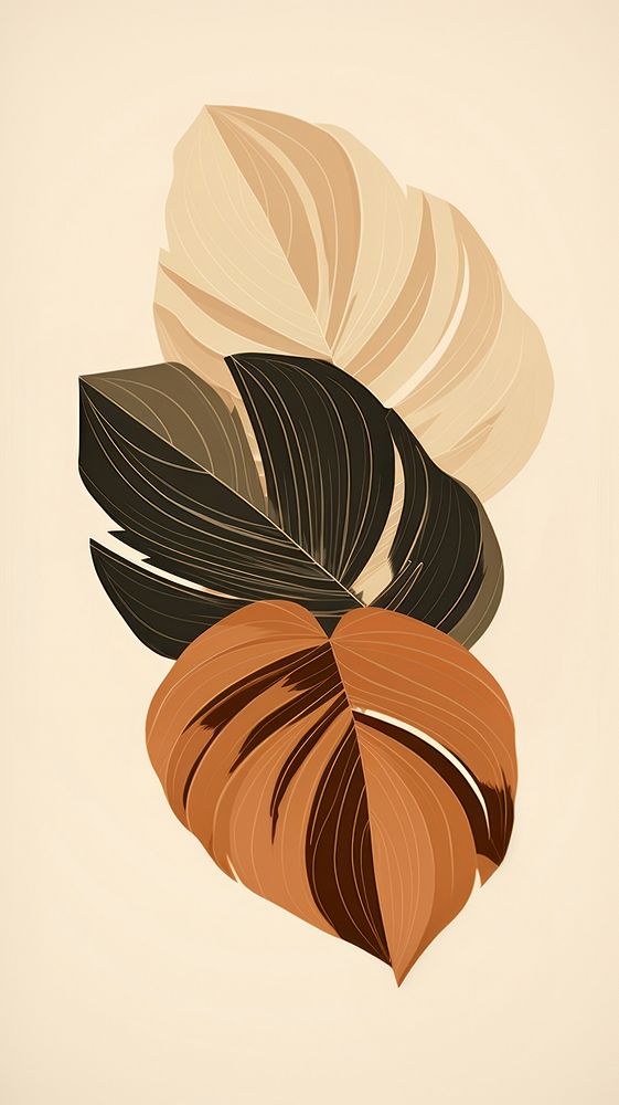 Big leaves in brown color tone pattern drawing sketch.